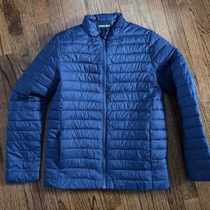 Boys Lands End light puffer coat sz large 14-16 navy.